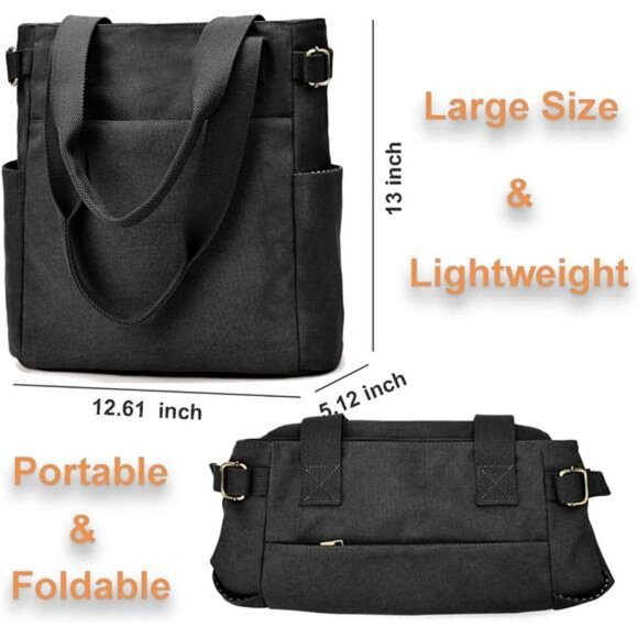 Tote Bags for Women Canvas Top Handle Bag Lightweight - Picture 4 of 6